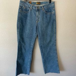 Aura By Wrangler Raw Hem Ankle Straight Denim Blue Mom Style Jeans Women's 10R